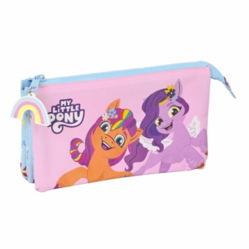 Тройной пенал My Little Pony Wild & free Синий Розовый 22 x 12 x 3 cm