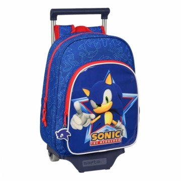 Школьный рюкзак с колесиками Sonic Let's roll 26 x 34 x 11 cm Тёмно Синий