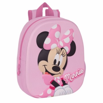 Школьный рюкзак Minnie Mouse 3D 27 x 33 x 10 cm Розовый