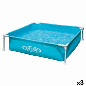 Children's pool Intex Mini Frame Blue Squared 342 L 122 x 30 x 122 cm (3 Units)