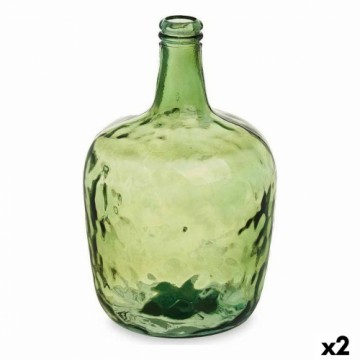 Bottle Smooth Decoration Green 22 x 37,5 x 22 cm (2 Units)