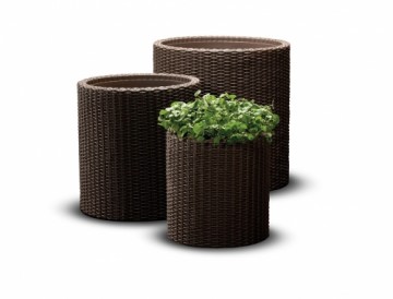 Keter Puķu podu komplekts Cylinder Planters S+M+L brūns