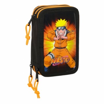 Penālis ar vietu trim zīmuļiem Naruto 12.5 x 19.5 x 5.5 cm Melns Oranžs (36 Daudzums)