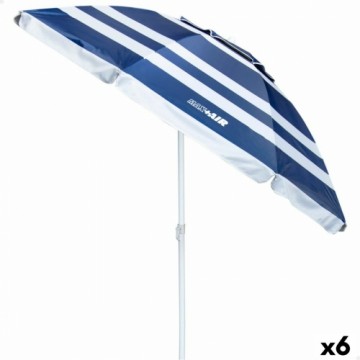 Пляжный зонт Aktive Синий/Белый 200 x 198 x 200 cm Сталь Алюминий (6 штук)