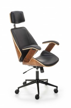 Halmar IGNAZIO swivel armchair, walnut/black