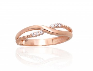 Золотое кольцо #1100988(Au-R)_CZ, Красное Золото 585°, Цирконы, Размер: 17, 1.58 гр.