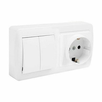 Plug socket Solera mur36u Schuko Bipolar Double Interrupter/Commutator Shutter view White Surface 16 A