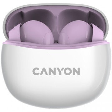 CANYON TWS-5, Bluetooth headset, with microphone, BT V5.3 JL 6983D4, Frequence Response:20Hz-20kHz, battery EarBud 40mAh*2+Charging Case 500mAh, type-C cable length 0.24m, size: 58.5*52.91*25.5mm, 0.036kg, Purple