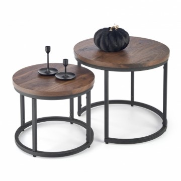 Halmar OREO set of two coffee tables, walnut / black