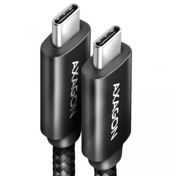 Axagon Data and charging USB4 Gen 3x2 cable length 1 m. PD 100W, 5A, 8K Full Ultra HD video. Black braided.