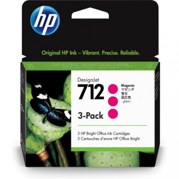 Oriģinālais Tintes Kārtridžs HP Paquete de 3 cartuchos de Tinta HP DesignJet 712 magenta de 29 ml Fuksīns