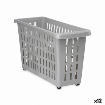 Multi-purpose basket With wheels Grey Plastic 17,5 x 26 x 46 cm (12 Units)