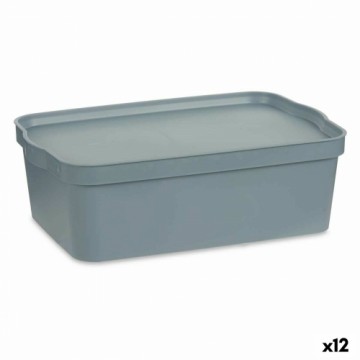 Kipit Uzglabāšanas Kaste ar Vāku Pelēks Plastmasa 14 L 29,5 x 14,3 x 45 cm (12 gb.)