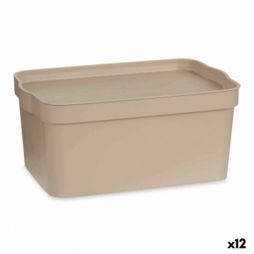 Kipit Uzglabāšanas Kaste ar Vāku Bēšs Plastmasa 7,5 L 21,5 x 14,5 x 32 cm (12 gb.)