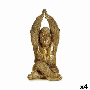 Gift Decor Декоративная фигура Yoga Горилла Позолоченный 17 x 36 x 19,5 cm (4 штук)