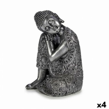 Gift Decor Декоративная фигура Будда Сидя Серебристый 20 x 30 x 20 cm (4 штук)