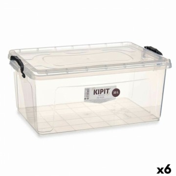 Kipit Контейнер для хранения с крышкой Прозрачный Пластик 22 L 32 x 20,5 x 50 cm (6 штук)