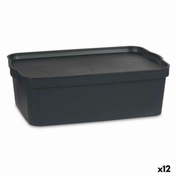 Kipit Контейнер для хранения с крышкой Антрацитный Пластик 14 L 29,5 x 14,3 x 45 cm (12 штук)