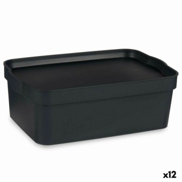 Kipit Uzglabāšanas Kaste ar Vāku Antracīts Plastmasa 6 L 21 x 11 x 32 cm (12 gb.)