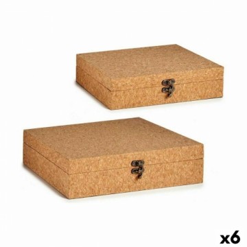 Gift Decor Dekoratīvās Kastes Komplekts Brūns Korķis Koks MDF (6 gb.)