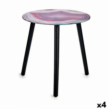 Gift Decor Вспомогательный стол Мрамор Чёрный Розовый Стеклянный 40 x 41,5 x 40 cm (4 штук)