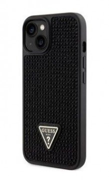 Guess  
       Apple  
       iPhone 14 Rhinestones Triangle Metal Logo Case 
     Black