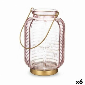 Gift Decor Светодиодный фонарь Лучи Розовый Позолоченный Cтекло 13,5 x 22 x 13,5 cm (6 штук)