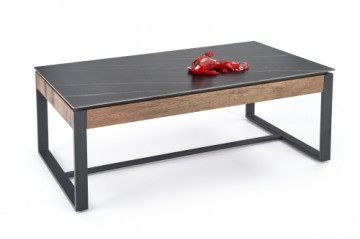 Halmar RAMONA coffee table, black marble / walnut