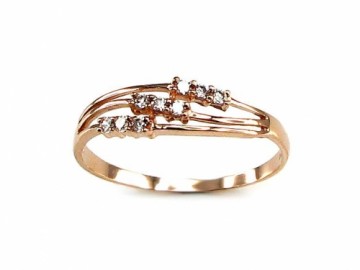 Золотое кольцо #1100060(Au-R)_CZ, Красное Золото 585°, Цирконы, Размер: 16, 1.01 гр.