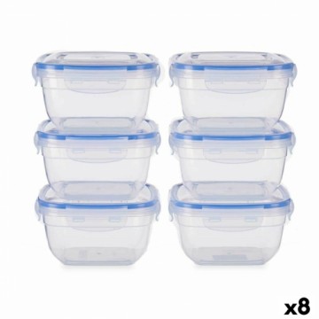 Leknes Pusdienu kastīšu komplekts Hermētisks Zils Caurspīdīgs Plastmasa 900 ml 14,5 x 8,5 x 14,5 cm (8 gb.)