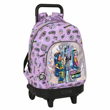 Skolas mugursoma ar riteņiem Monster High Best boos Ceriņš 33 X 45 X 22 cm