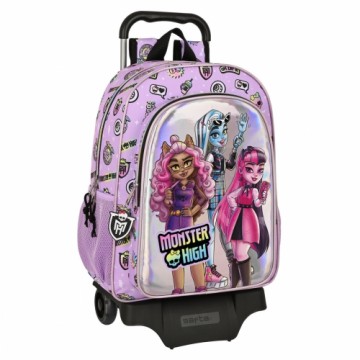 Skolas mugursoma ar riteņiem Monster High Best boos Ceriņš 33 x 42 x 14 cm