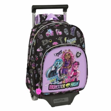 Skolas mugursoma ar riteņiem Monster High Creep Melns 28 x 34 x 10 cm