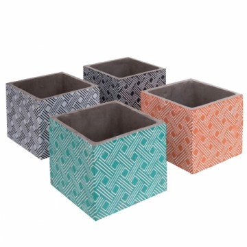 Bigbuy Garden stādītāju komplekts Fiore Cements Kvadrāta 14 x 14 x 12 cm (4 gb.)