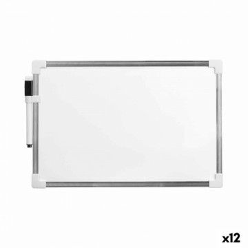 Magnetic Board with Marker White Aluminium 20 x 30 cm (12 Units)