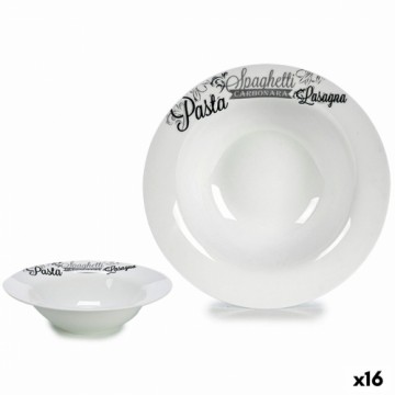 Pasta Dish White Black Porcelain 23 x 2 x 23 cm (16 Units)