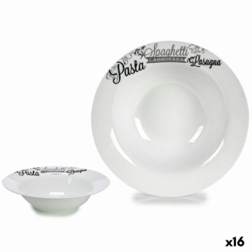 Bigbuy Home Trauks makaronu ēdieniem Balts Melns Porcelāns 23 x 2 x 23 cm (16 gb.)