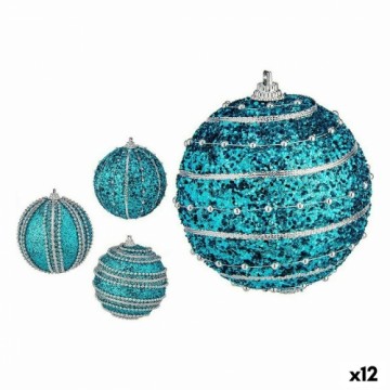 Krist+ Набор новогодних шаров С облегчением Ø 8 cm Синий PVC (12 штук)