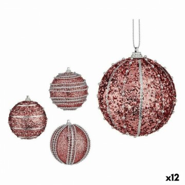 Krist+ Набор новогодних шаров С облегчением Ø 8 cm Розовый PVC (12 штук)