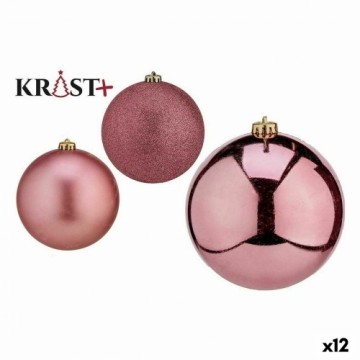 Krist+ Ziemassvētku bumbiņu komplekts Rozā PVC 10 cm (12 gb.)