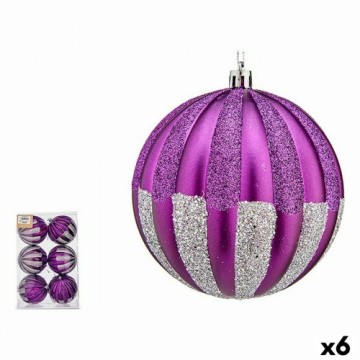 Krist+ Ziemassvētku bumbiņu komplekts 10 cm Violets Sudrabains PVC (6 gb.)