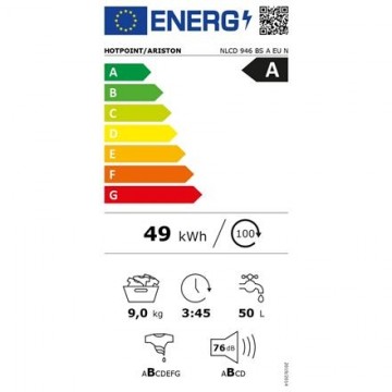 Hotpoint-ariston Hotpoint Washing machine NLCD 946 BS A EU N Energy efficiency class A, Front loading, Washing capacity 9 kg, 1400 RPM, Depth 60.5 cm, Width 59.5 cm, Display, LCD, Steam function, Black