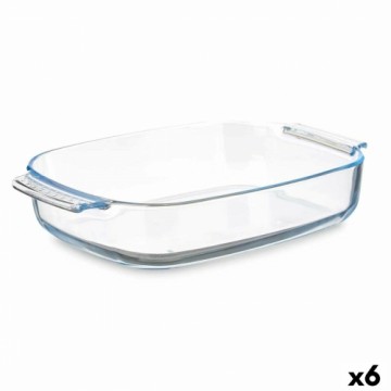 Serving Platter With handles Transparent Borosilicate Glass 3,8 L 38 x 6,5 x 25,4 cm (6 Units)