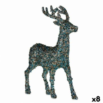 Krist+ Dekoratīvās figūriņas Ziemassvētku ziemeļbriedis Purpurīns Zils Bronza Plastmasa 15 x 45 x 30 cm (8 gb.)