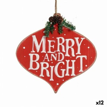 Krist+ Новогоднее украшение Merry and Bright Знак кулоны Красный Пластик Деревянный MDF 30 x 3,5 x 30 cm (12 штук)