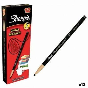 Маркер Sharpie China постоянный Чёрный 12 Предметы (12 штук)