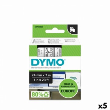 Siltuma pārneses lente Dymo D1 53710 Poliesters Caurspīdīgs Melns 24 mm (5 gb.)