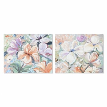 Painting Home ESPRIT Flowers Shabby Chic 100 x 3,7 x 80 cm (2 Units)