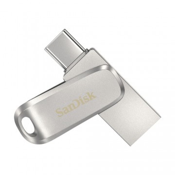 USB Zibatmiņa SanDisk Ultra Dual Drive Luxe Sudrabains Tērauds 256 GB