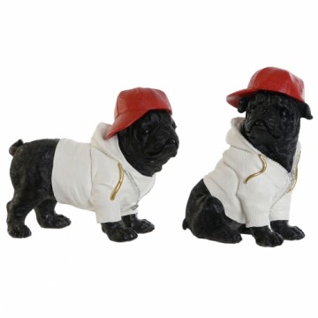 Decorative Figure Home ESPRIT White Black Red Dog 25 x 12 x 21 cm (2 Units)